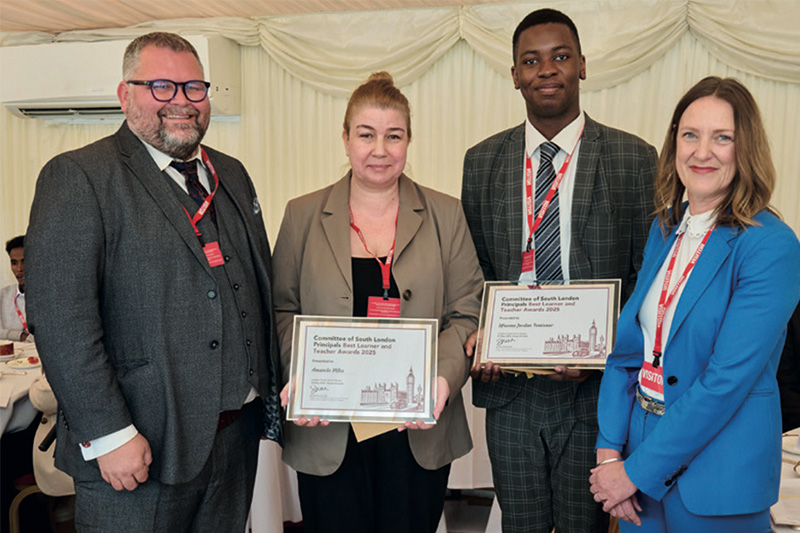 Jordan Temienor, a Level 3 Business Administration apprentice, was honoured with a Best Learner Award by the Committee of South London Principals (COSLP)